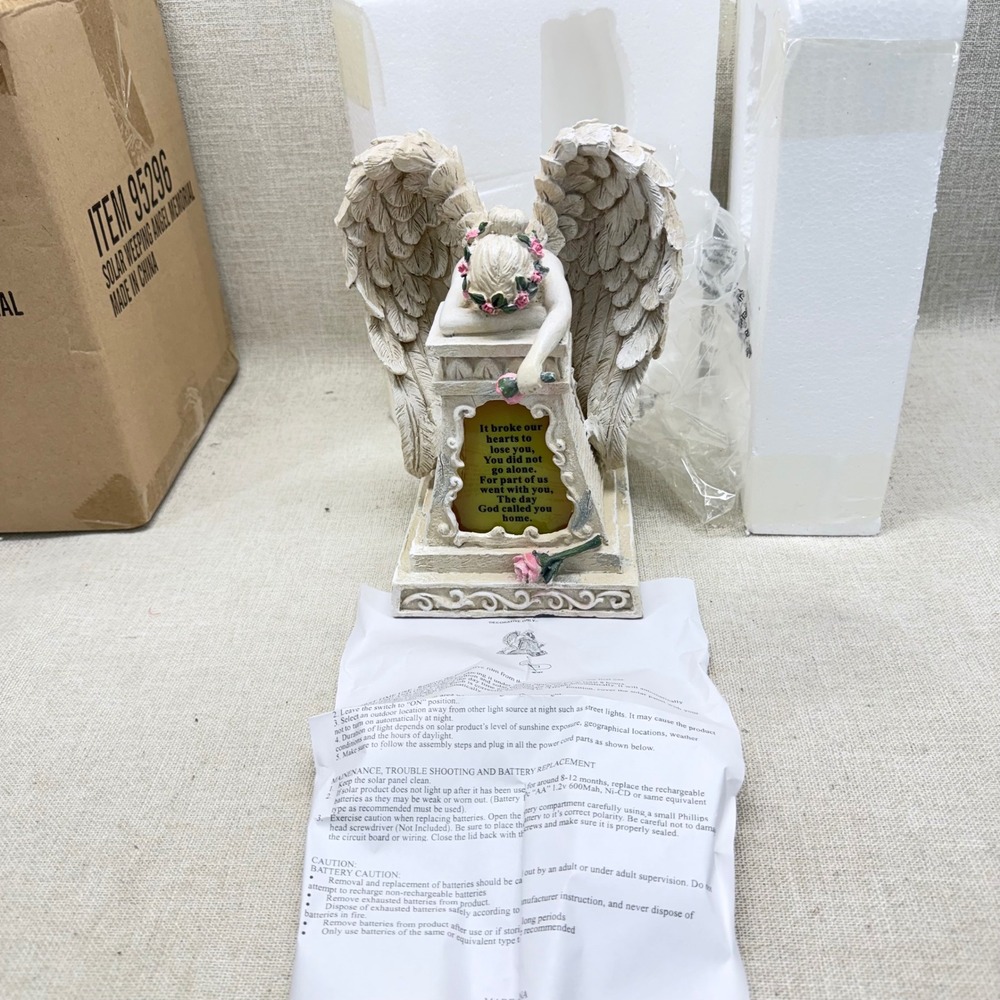 Collections Etc Solar Weeping Angel Memorial Garden Statue Lighted Sympathy Gift